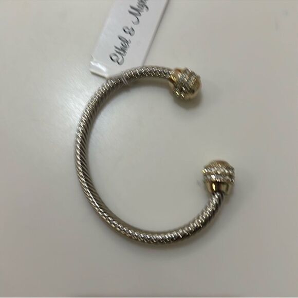 Ethel & Myrtle Stone Cable Cuff Bracelet Silver Gold Rhinestones - Picture 4 of 7